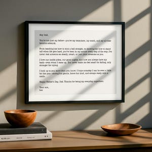 Marco de cartas personalizado para el Día del Padre - Mensaje impreso personalizado para papá - Regalo de cumpleaños o Navidad para papá - Marco de recuerdo escrito a mano