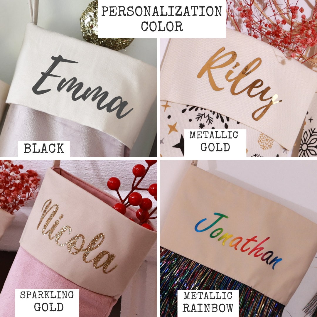 Personalised Velvet Christmas Stocking - Custom Name Holiday Decor - Perfect Xmas Gift - 1 Stocking - Personalized Christmas Decoration