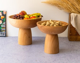 Handgemachte Obstschale aus Holz - Tischdekor - Küchendekor - Dekorative Schüssel - Home Organizer - Rustikale Holzschale - Obstschale - Servierschale