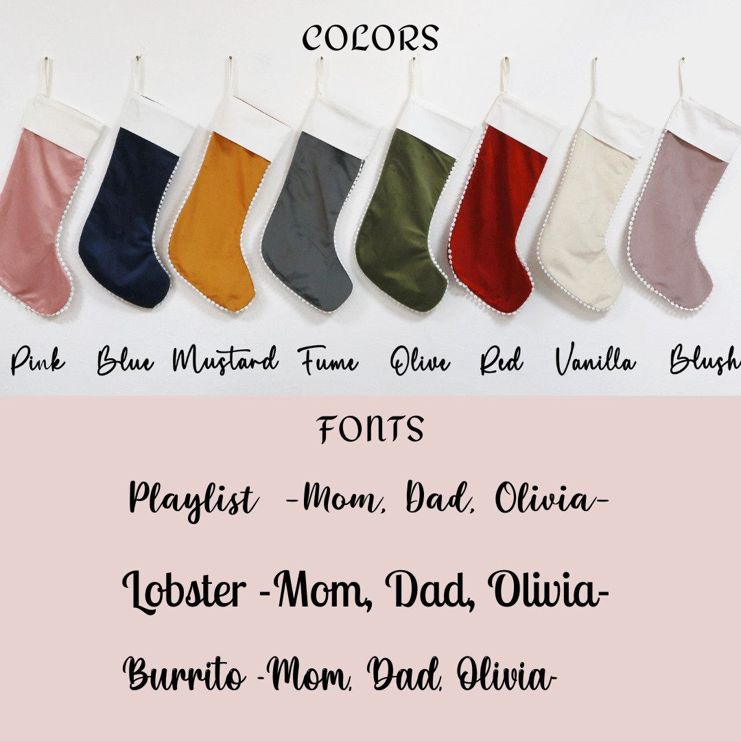Personalised Velvet Christmas Stocking - Custom Name Holiday Decor - Perfect Xmas Gift - 1 Stocking - Personalized Christmas Decoration