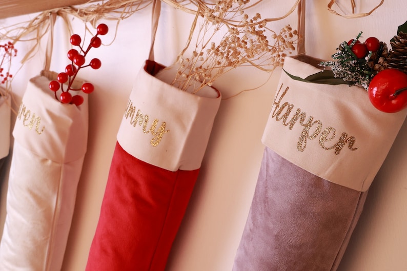 Personalised Velvet Christmas Stocking Custom Name Holiday Decor Perfect Xmas Gift 1 Stocking Personalized Christmas Decoration image 5