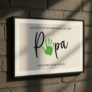 Custom Papa Handprint Art – DIY Custom Gift for Dads Birthday, Christmas, Fathers Day – Framed Wall Decoration for Dad - Papa Gift for Kids