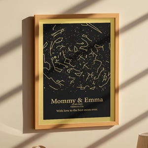 Impression personnalisée ciel nocturne - cadeau fête des mères de sa fille - carte des étoiles pour maman - cadeau d'anniversaire de maman - carte des étoiles en aluminium personnalisée - cadeau pour la première fois maman