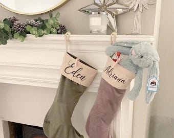Personalized Velvet Christmas Stocking - Custom Name Christmas Stocking - Name Stockings - Family Stockings - Christmas Decor - 1 STOCKING