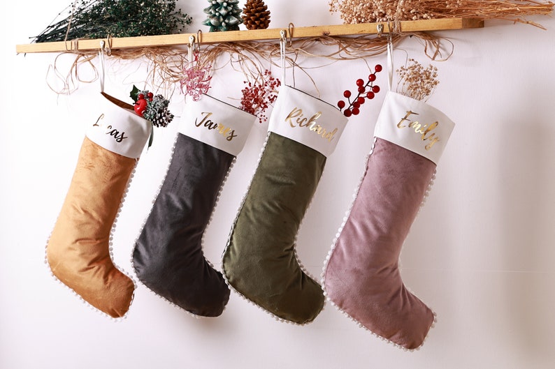 Custom Velvet Christmas Stocking Personalized Christmas Stocking Name Stockings Family Stockings Christmas Decor 1 STOCKING image 3