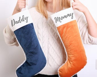 Personalized Velvet Christmas Stocking - Name Christmas Stocking - Name Stockings - Family Stockings - Christmas Decor - Custom Stockings