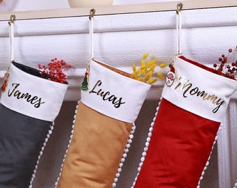 Custom Name Christmas Stocking - Personalized Velvet Christmas Stocking - Monogram Stockings - Family Stockings - 1 Christmas STOCKING