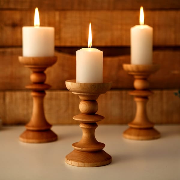 Candlestick Holder - Engagement Ornament - Pillar Candle Holder Set of 3 - Rustic Candle Holder - Candle Stand - Gift for Mom - Wedding Gift