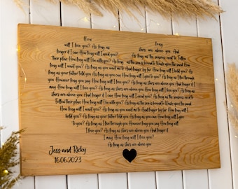 Custom Wedding Song Lyrics Engraved - Personalized Wooden Anniversary Gift - First Dance Lyrics - 1st Anniversary - 5th Anniversary Gifts