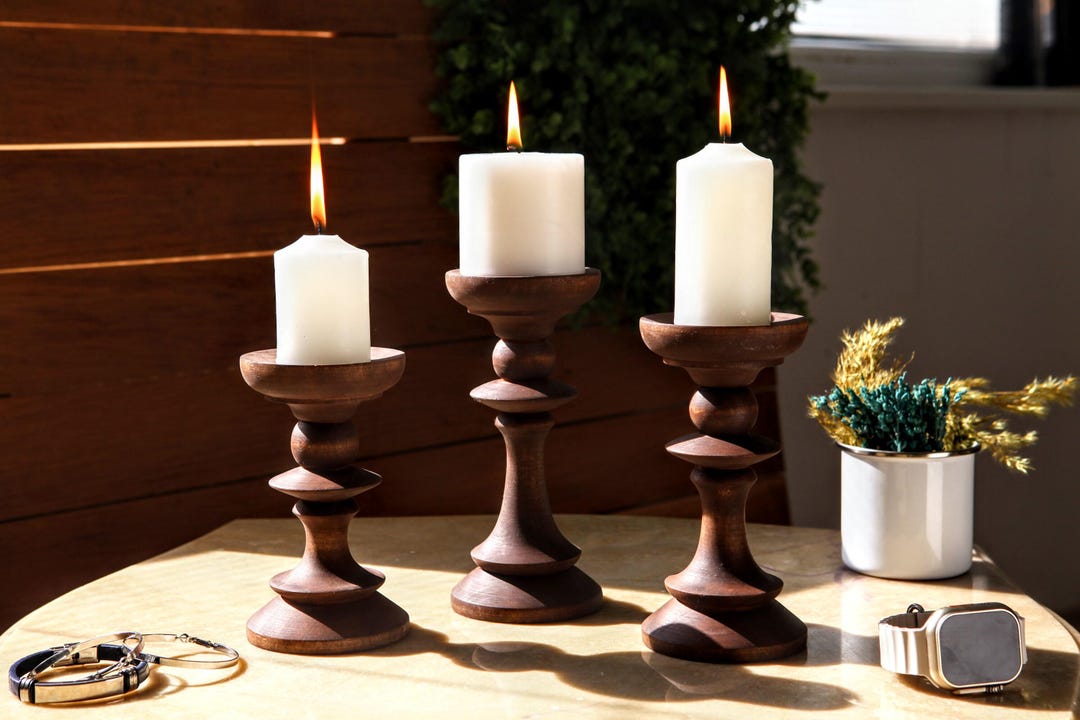 Wooden Candle Holder Set - Home Decor Gift - New Home Gift - First Home ...