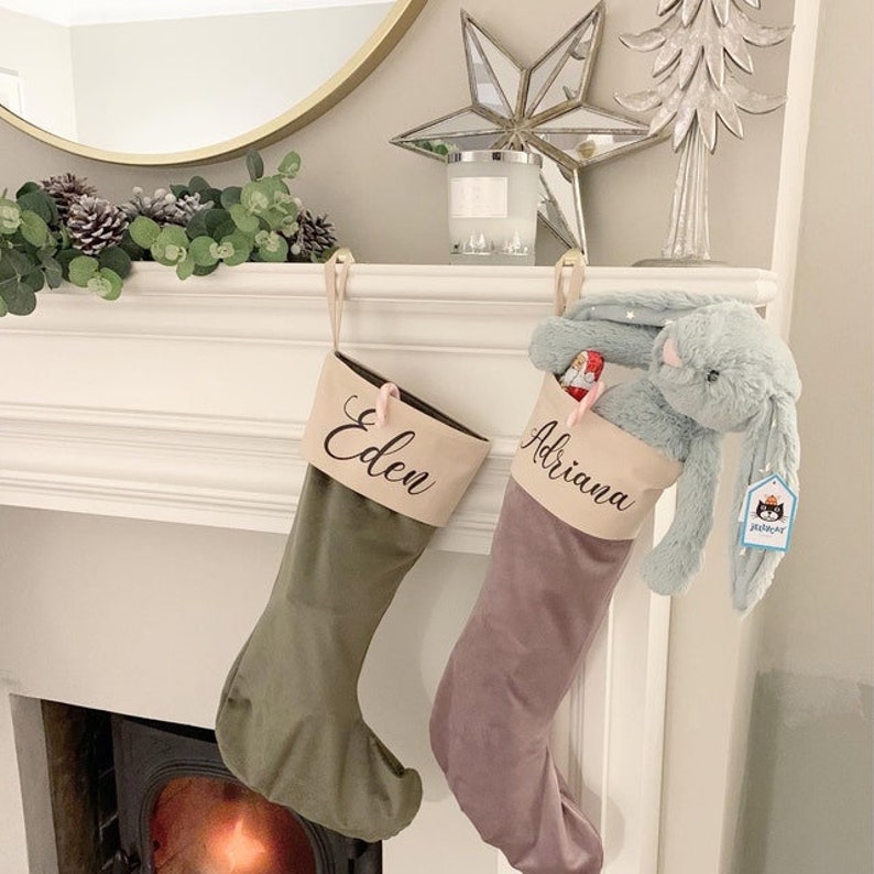 Personalized Velvet Christmas Stocking Custom Name Christmas Stocking Name Stockings Family Stockings Christmas Decor 1 STOCKING image 4