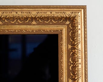 Wide Compatible with Samsung TV, Gold Gilded Dark Striped TV Frame, Decorative Frame, Customizable TV Frame, 32, 43, 50 55 Inch Ornate Frame
