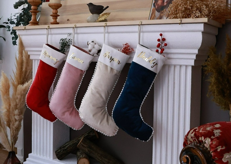 Custom Velvet Christmas Stocking Personalized Christmas Stocking Name Stockings Family Stockings Christmas Decor 1 STOCKING image 2