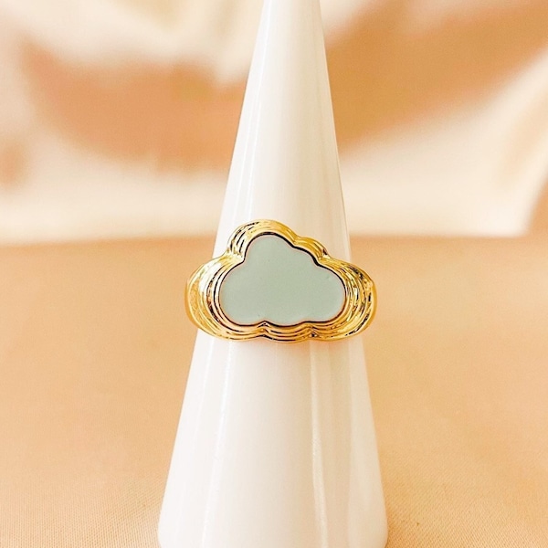 Cloud Ring | Cloud ring gold | Enamel cloud ring | Summer rings | Gold trendy ring | Cute ring | Chunky statement ring | Jewelry |