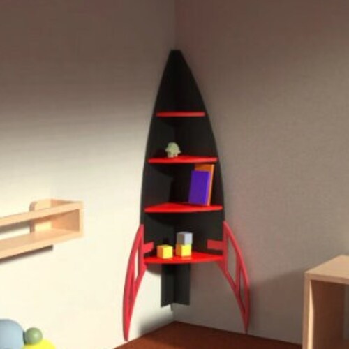 Rocket Ship Nursery Shelf Etsy
