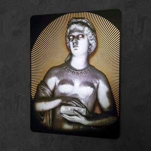 Pandora Pierwsza Kobieta - Ręcznie Robiona Dekoracja Ścienna - Drewno MDF 8 mm - Srebrne Liście Projekt Mitologia Grecka Religia Rzymska MUSISZ sprawdzić Wideo