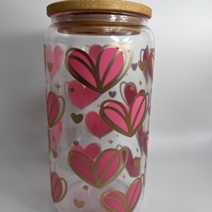 Heart Glass Tumbler | Heart Valentine&#39;s Day Glass Cup | Valentine&#39;s Heart Glass Cup | Iced Coffee Glass | Galentine&#39;s Day Gifts for Friends