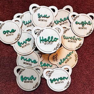 3D Monatlicher Meilenstein | Monatlicher Meilenstein-Marker | Baby Monat Foto Zeichen|Babyparty Geschenk|Monatliche Meilenstein Baby Scheiben Personalisierter Meilenstein