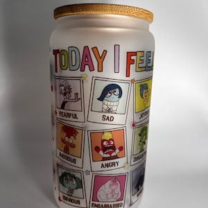 Inside out Glass Can| Disney Movie| Iced Coffee Cup| Emotions Characters| Feelings Matter| Gifts For Her|  Cartoon Characters| Disney Pixar|