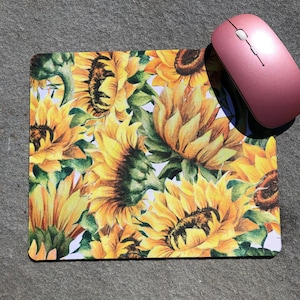 Sunflower Mouse Pad | Floral Mouse Pad | Mouse Pad |Sunflowers | Cute Mouse Pad | Watercolor Floral | Girly Mouse Pad | Sunflower Desk Decor
