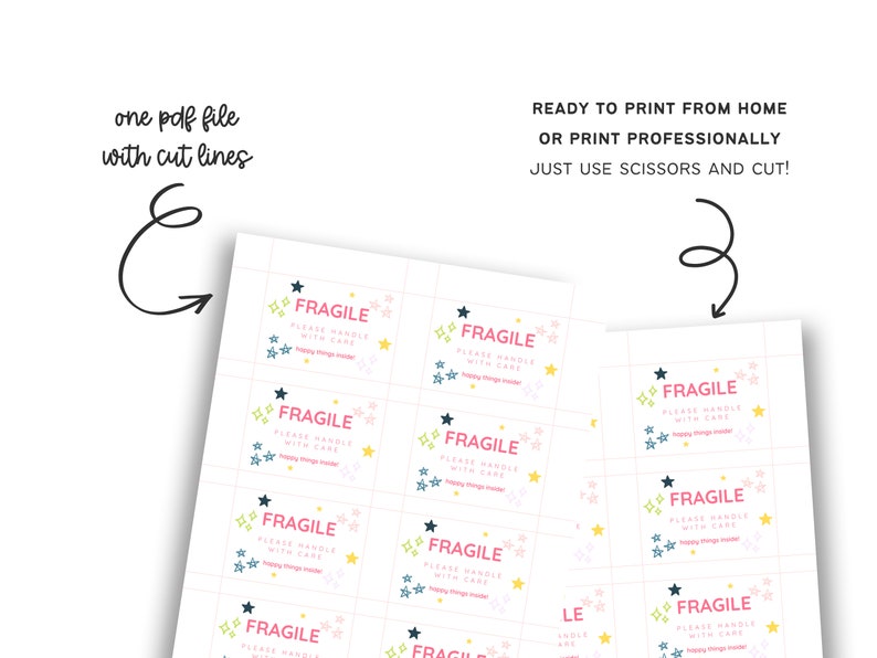 Printable Fragile Sticker Sheet Fragile Etsy Shop Label - Etsy
