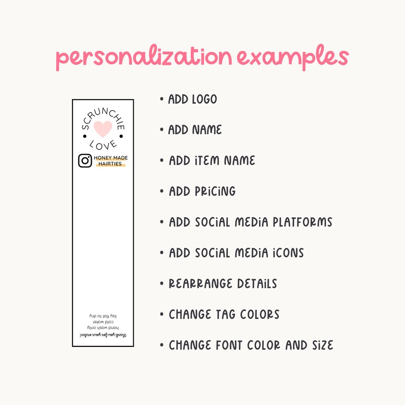 Editable Scrunchie Tag, Hair Tie Display Card, Scrunchie Holder