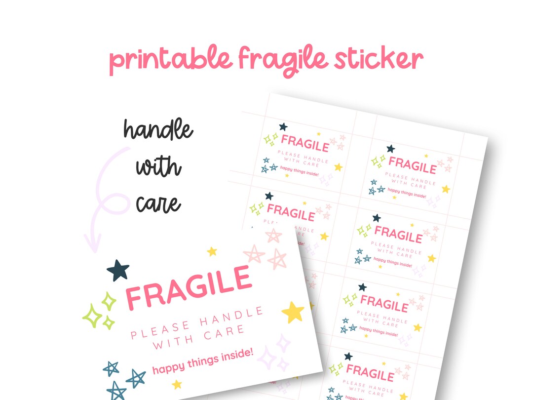 Printable Fragile Sticker Sheet Fragile Etsy Shop Label - Etsy