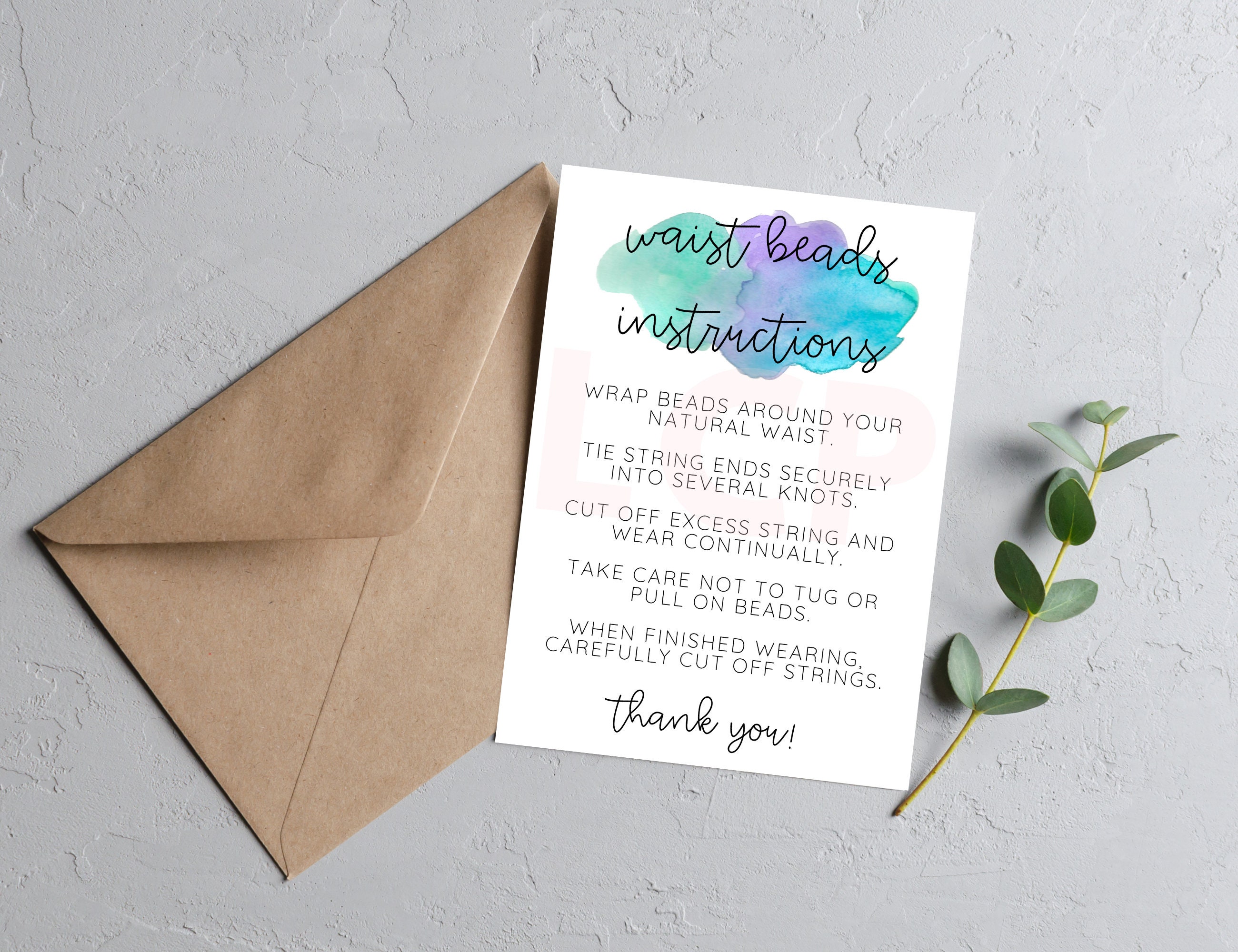 Printable Waist Bead Instructions, How to Tie Waist Beads and Care