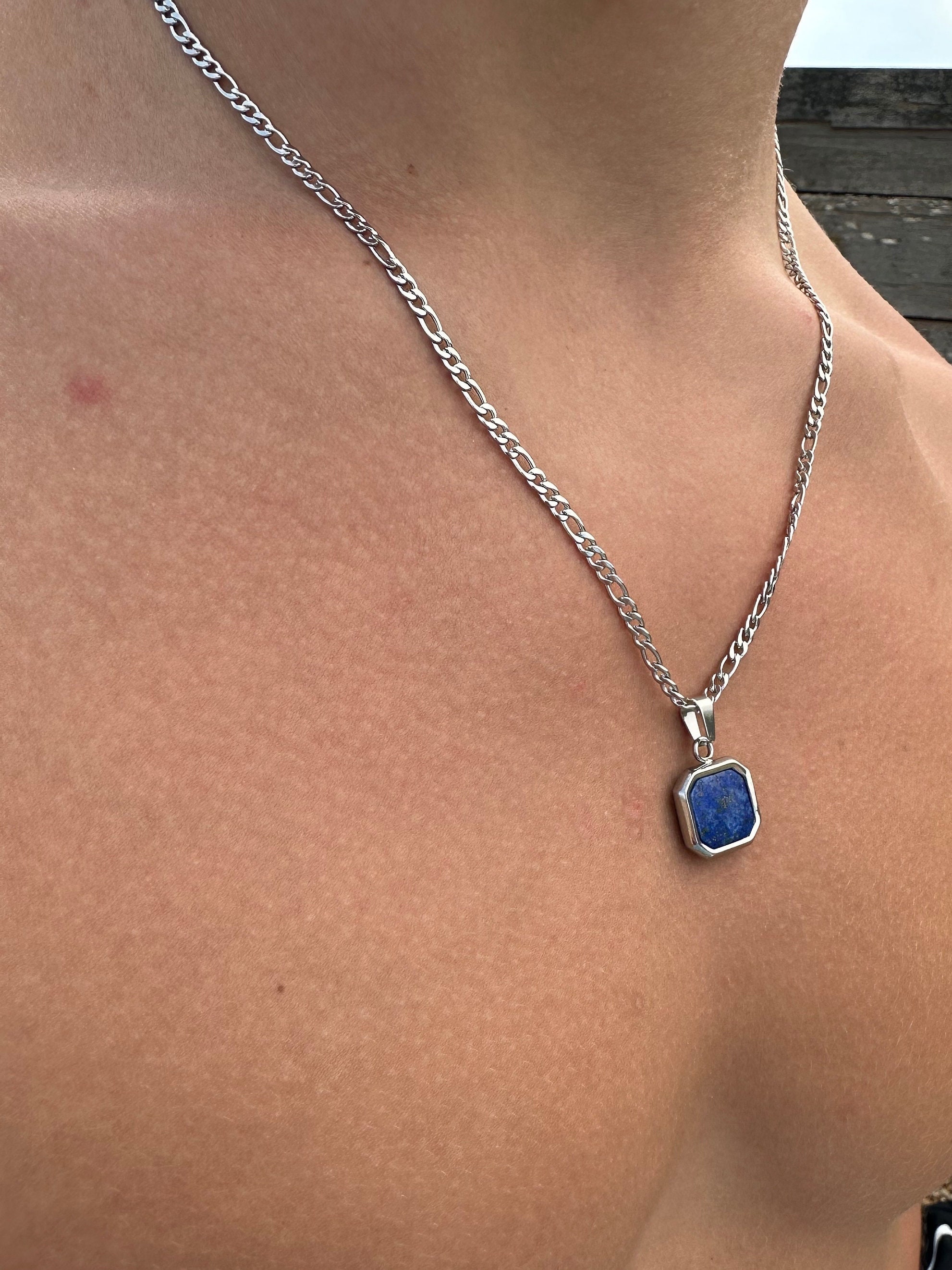 Royal Blue Lapis Lazuli Pendant Necklace Onyx Pendant - Etsy