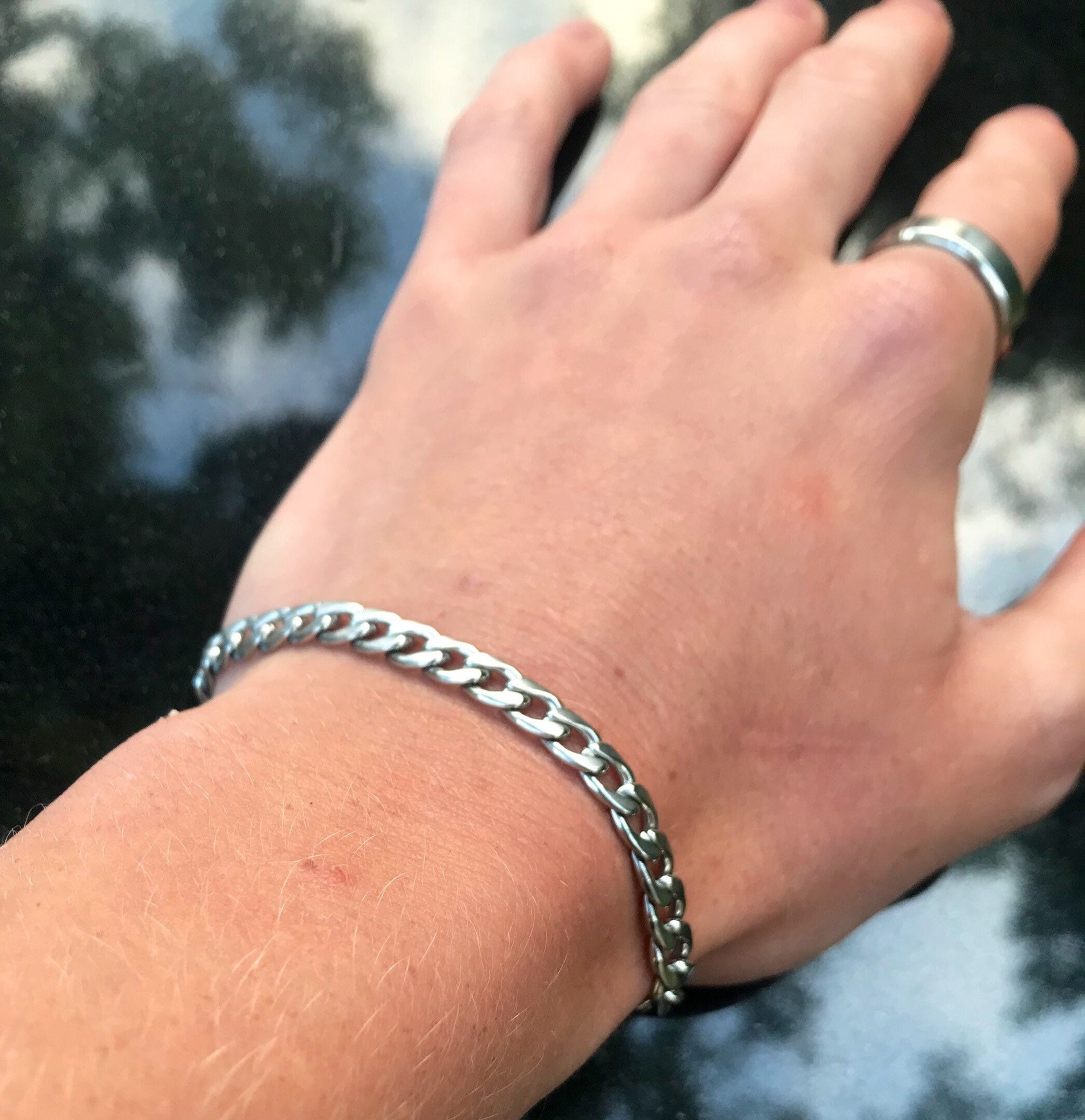 Mens silver curb chain bracelet Clearance