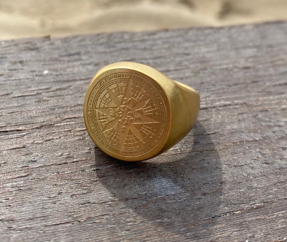 Men's Compass Signet Ring