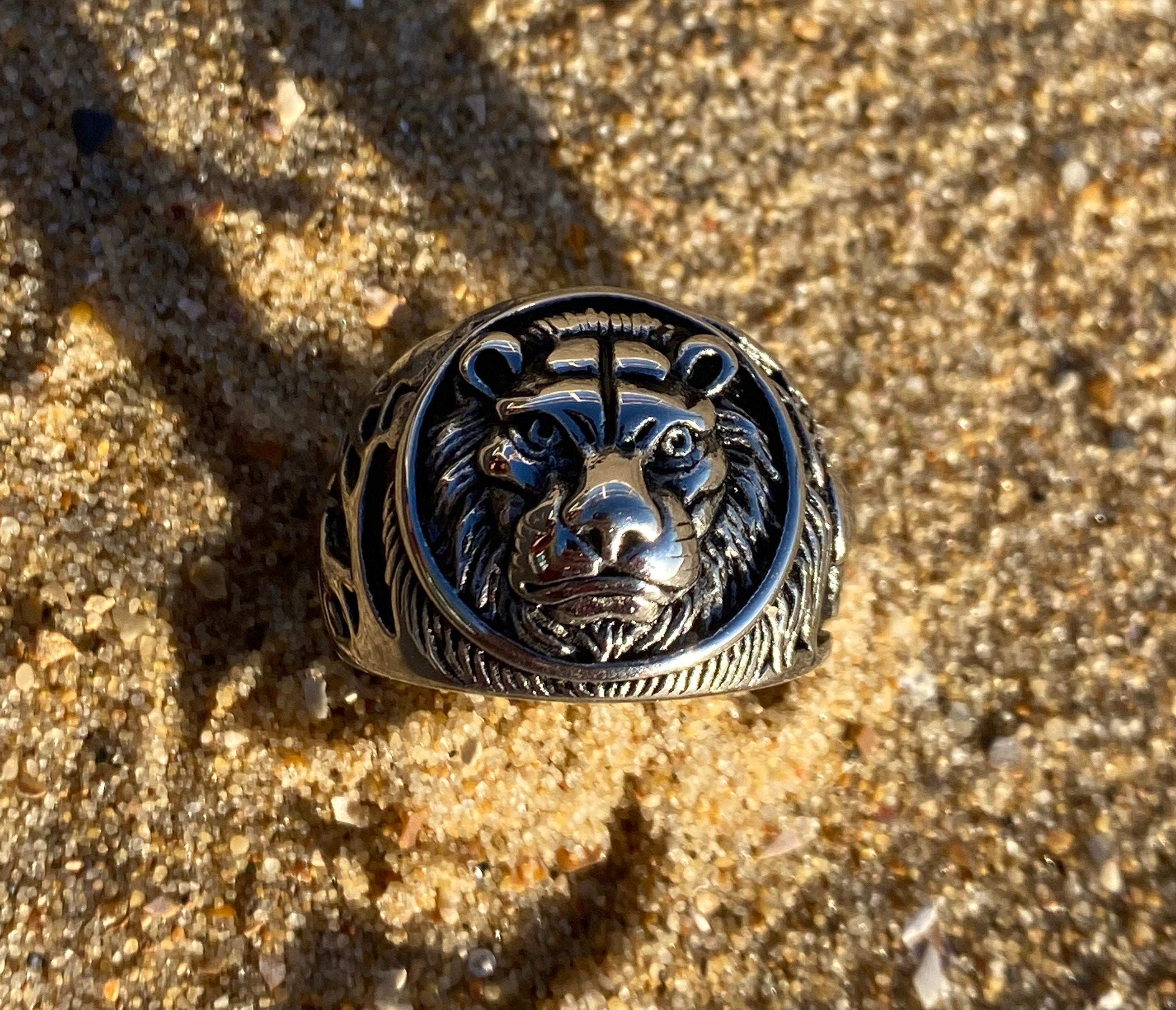 Lion Silver Ring african Lion Animal Kingdom Etsy