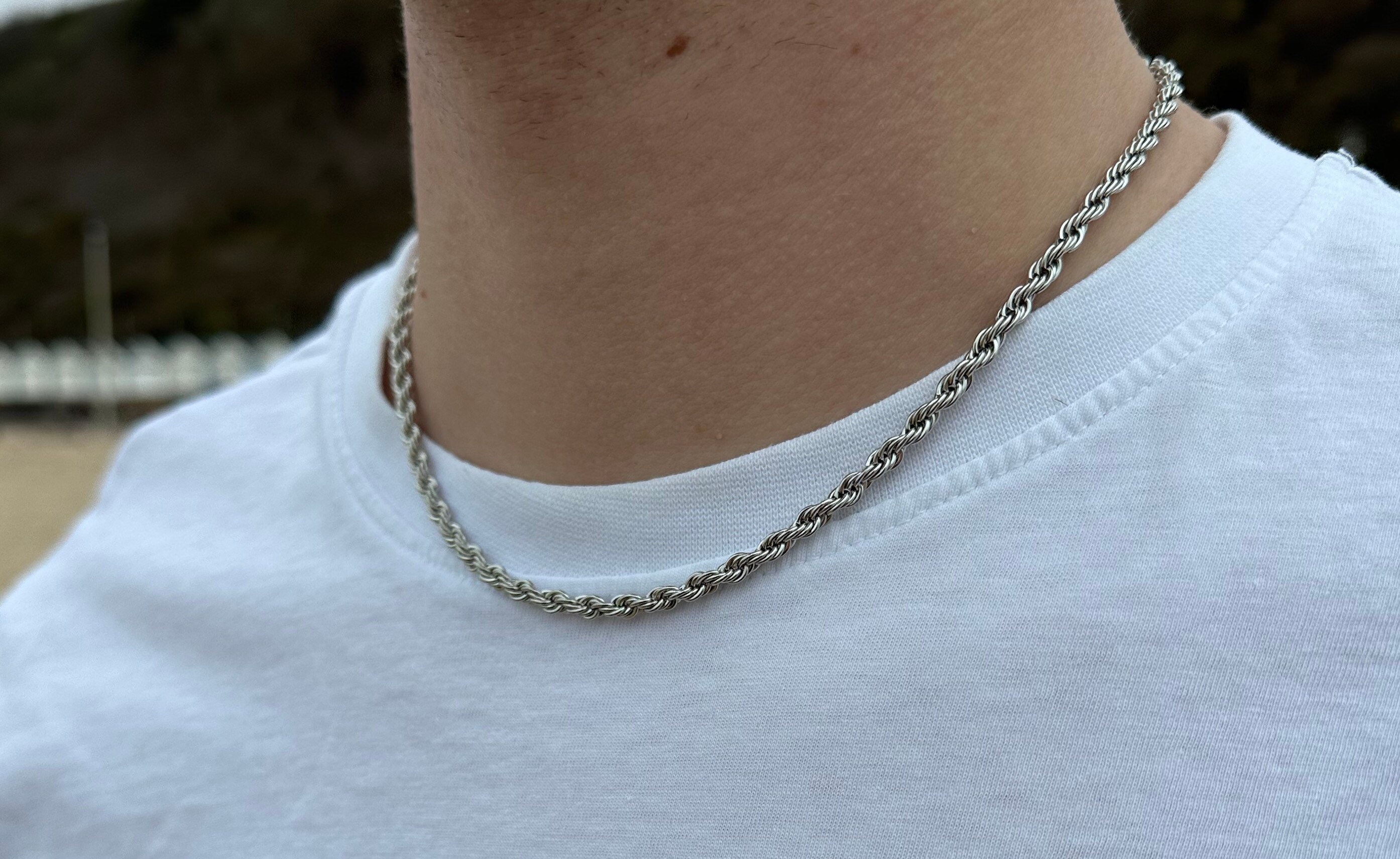 Mens Silver Rope Chain Mens Necklace Rope Chain Necklace for Etsy
