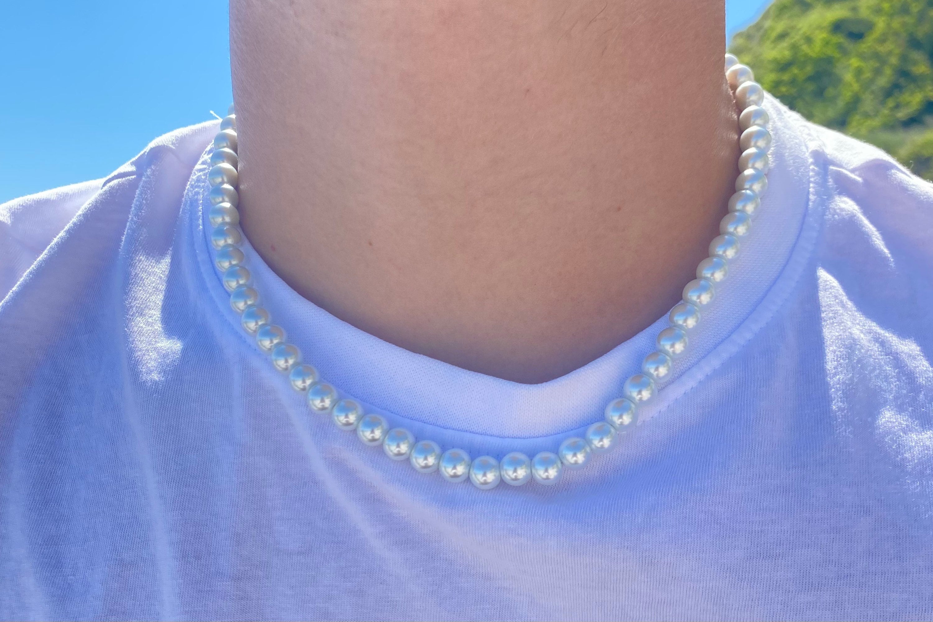 Mens Pearl Necklace 8mm Pearl Necklace Mens Acrylic Pearls Etsy Canada
