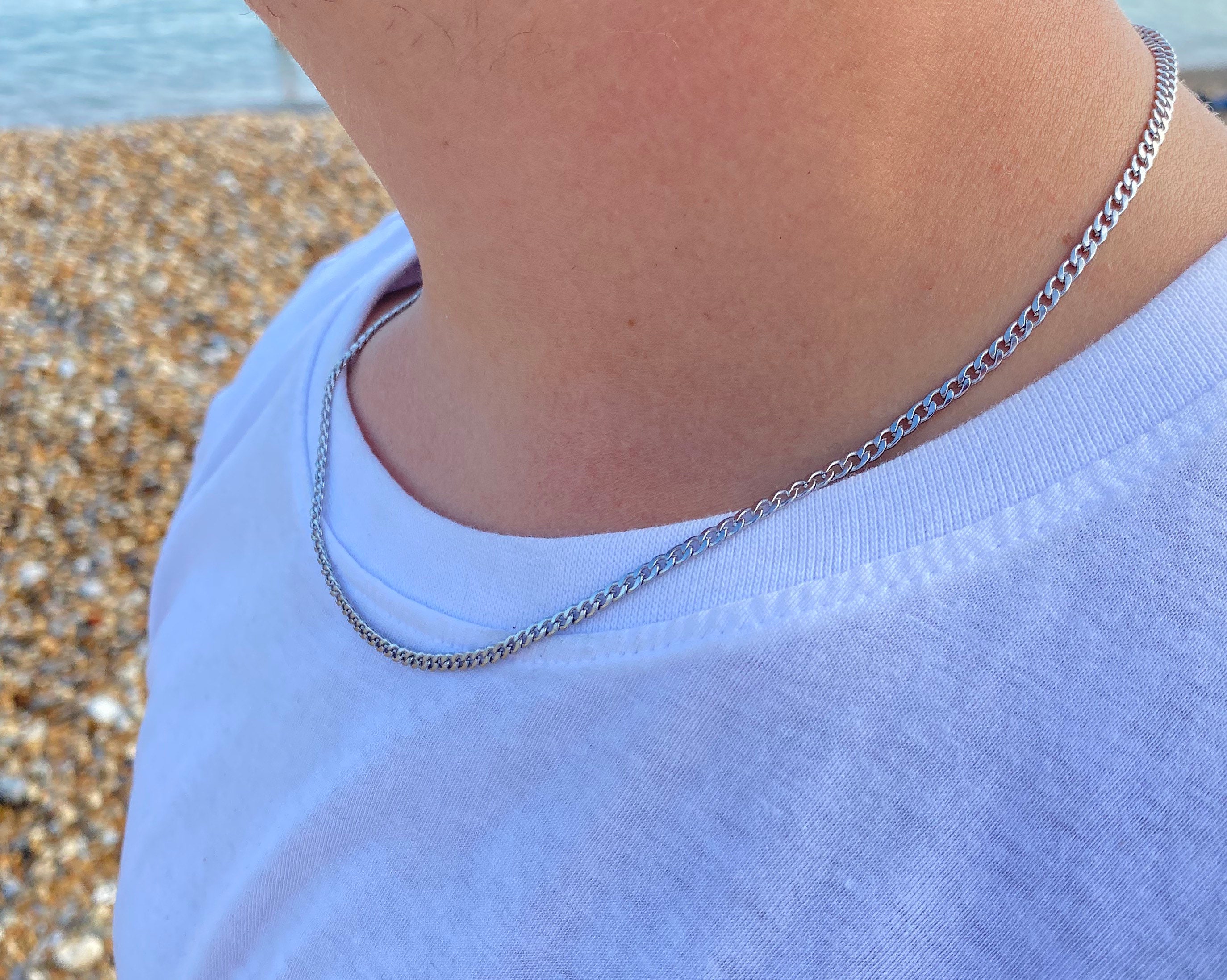 Mens Silver Curb Chain 3mm Thick Mens Silver Chain Thin Etsy UK