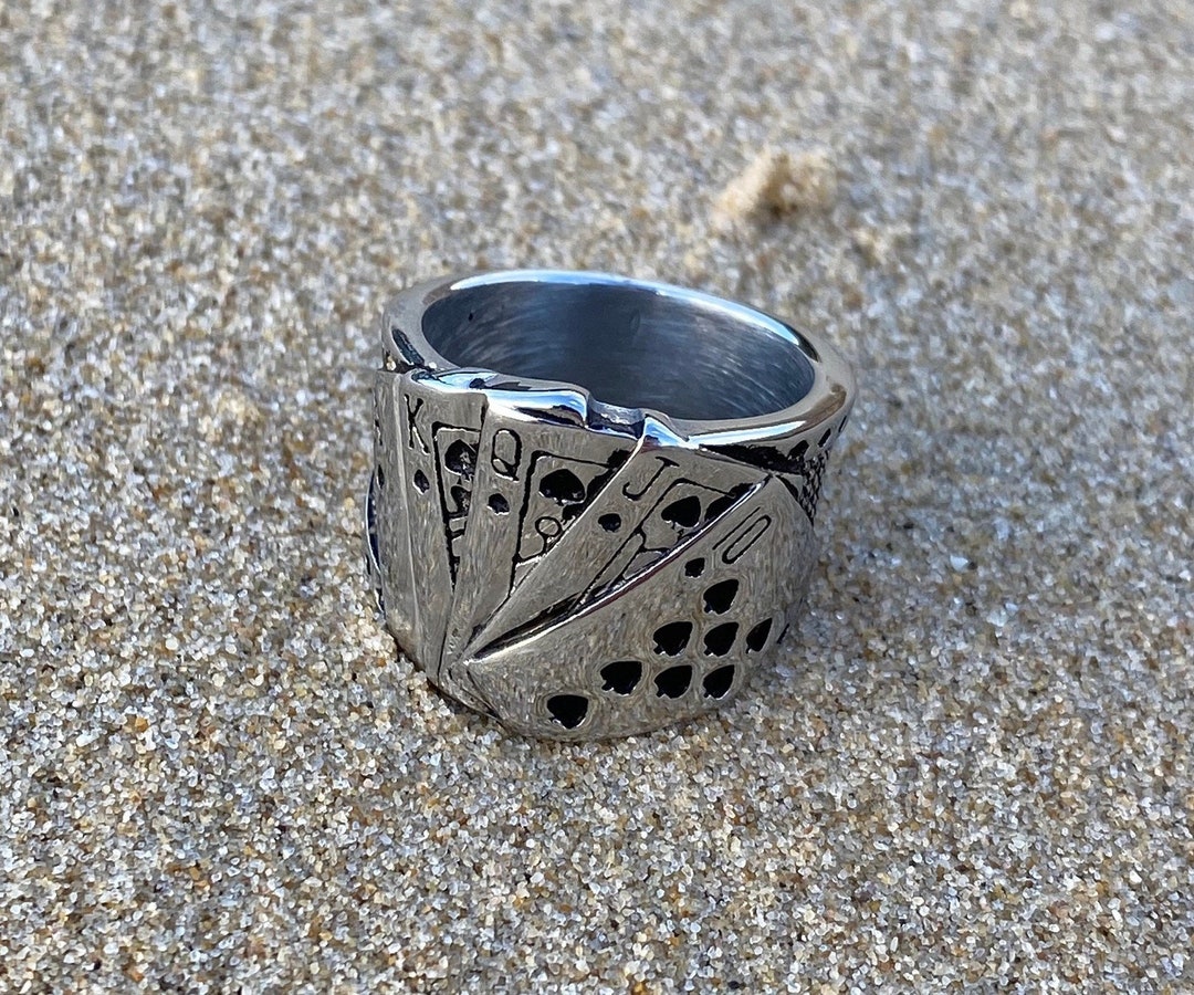 Silver Poker Ring Deck of Cards Ring Royal Flush Featuring Etsy