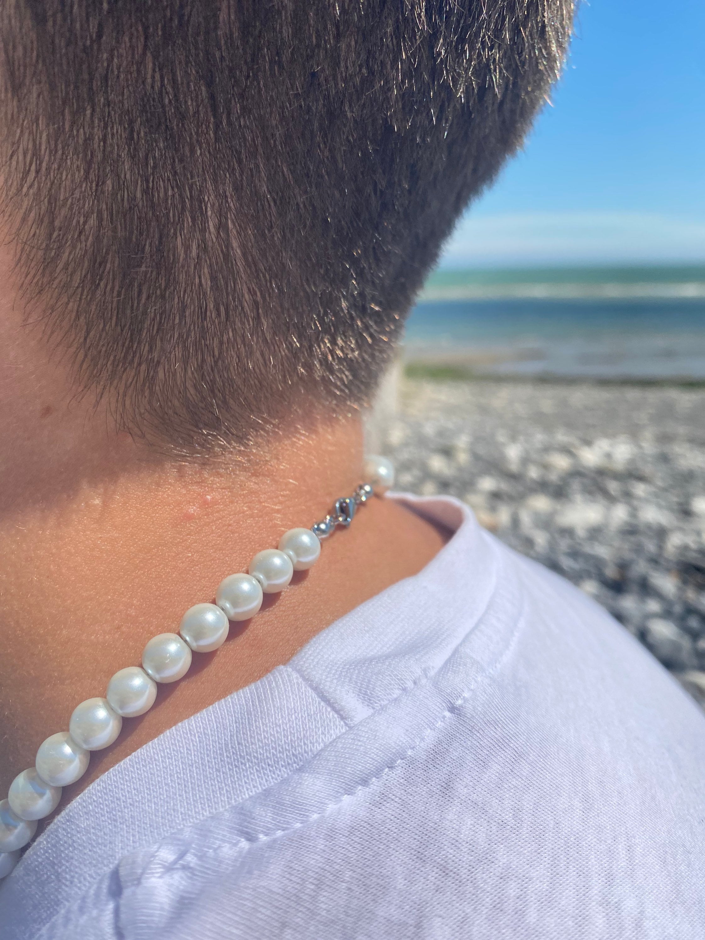 Mens Pearl Necklace 8mm Pearl Necklace Mens Acrylic Pearls Etsy Canada