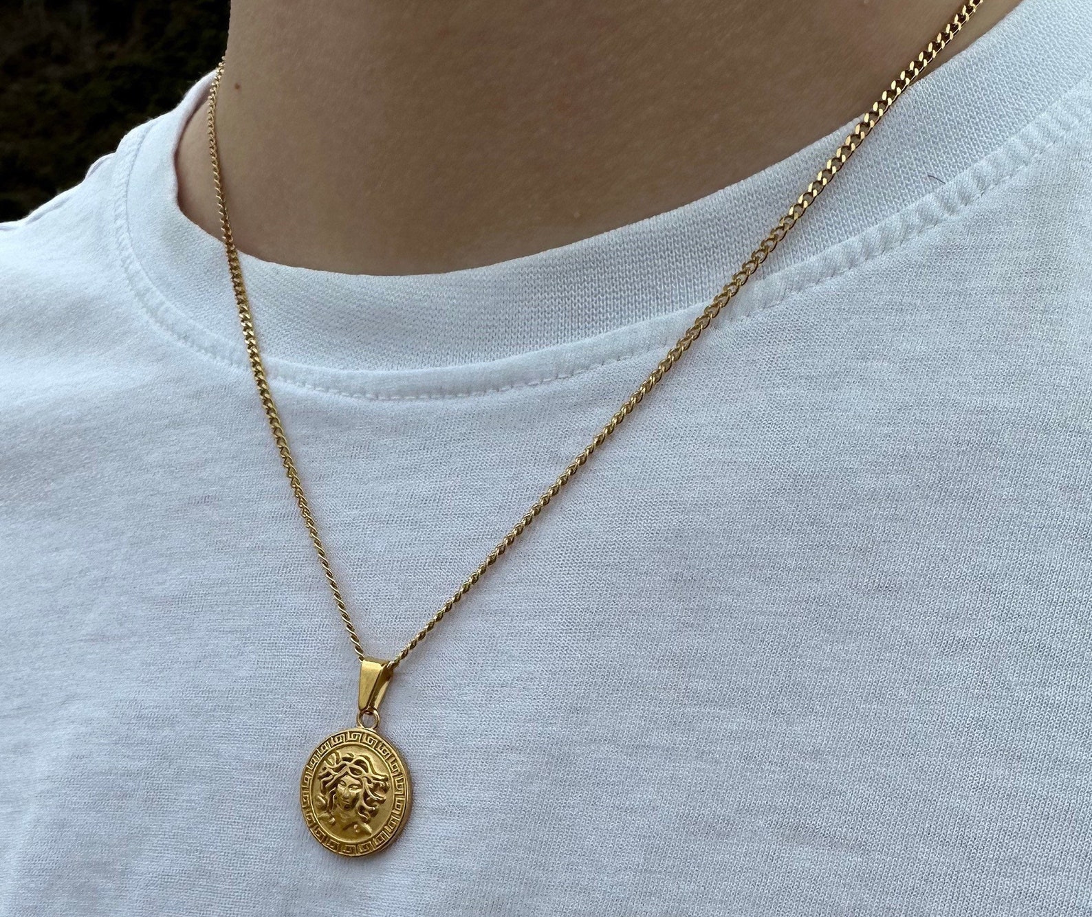 Gold Medusa Pendant Necklace by OceanJewelGB on Etsy