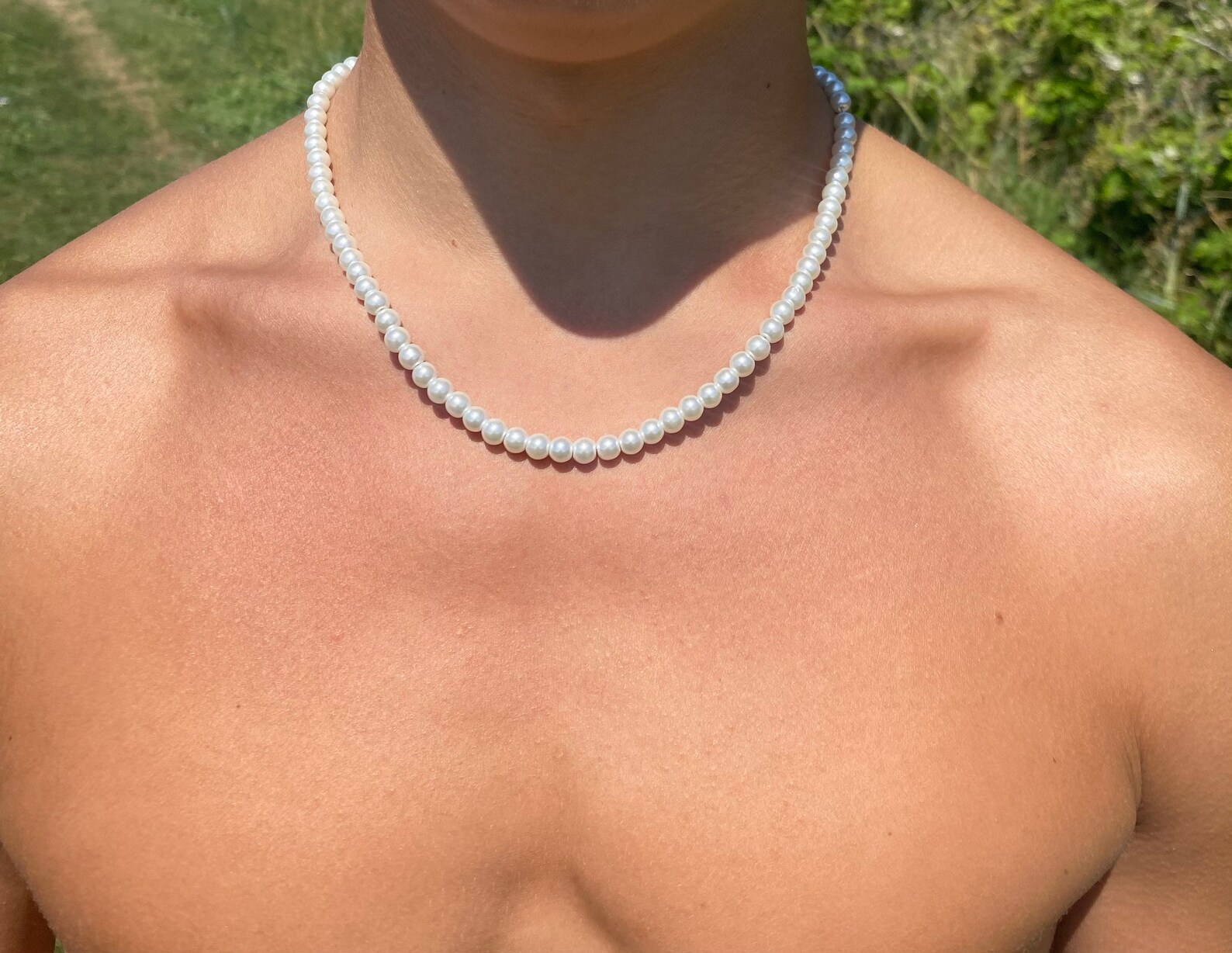 Mens 6mm Pearl Necklace Mens Pearl Necklace Acrylic Pearls Etsy UK