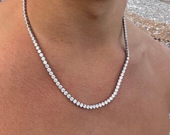 Silver Tennis Necklace, Tennis Chain, Cubic Zirconia AAA, Man Necklace, Diamond Tennis Chain