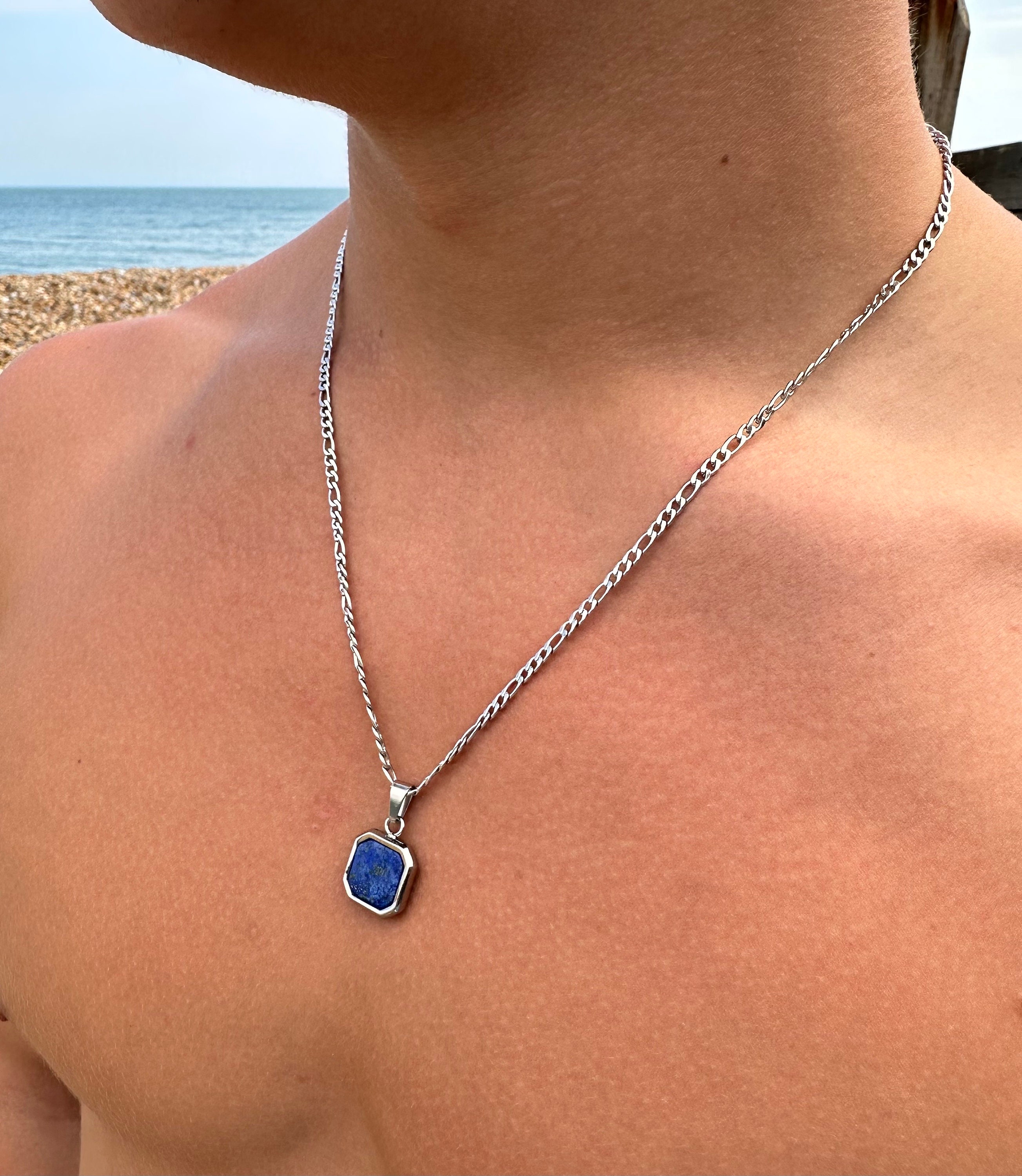 Royal Blue Lapis Lazuli Pendant Necklace Onyx Pendant - Etsy