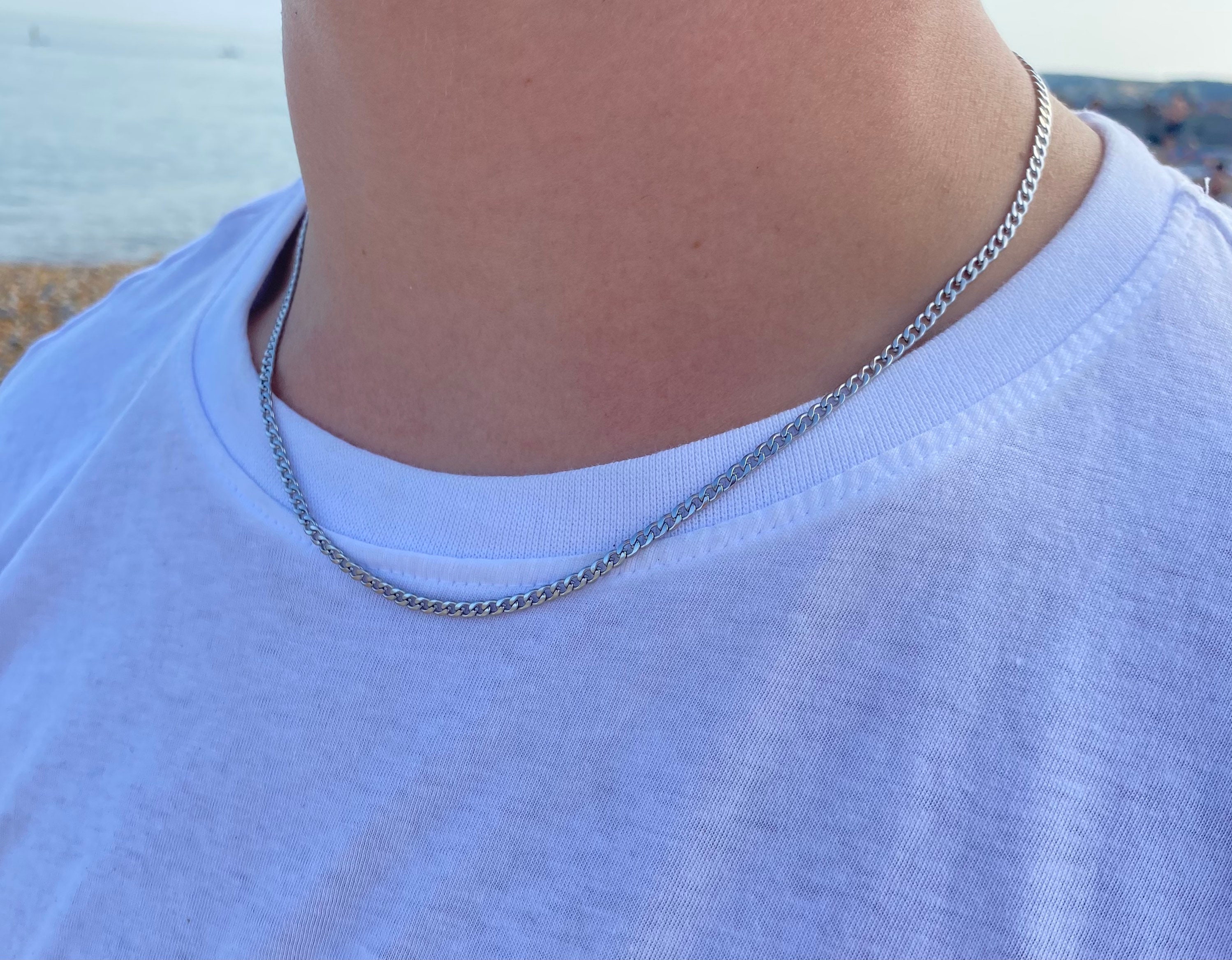 Mens Silver Curb Chain 3mm Thick Mens Silver Chain Thin Etsy UK