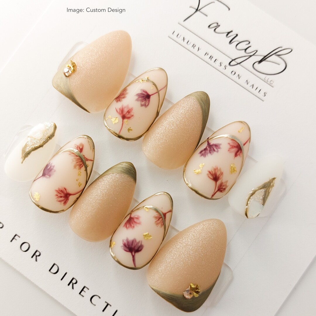 Dainty Floral Press on Nails Hand Painted Delicate Flowers - Etsy