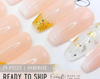 New Year's Bash Nails Handmade Press ons | 24pcs Ready to Ship! | ALL Sizes Included!
