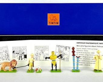 Pixi Mini Serie Tintin Set 46244 "Tintin Au Congo" 2009 6x Metal Figurines RARE