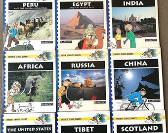 Diari di viaggio di Tintin, set x9 - Copertina flessibile/rigida del Regno Unito, 1a edizione Herge EO - Acquista singolarmente