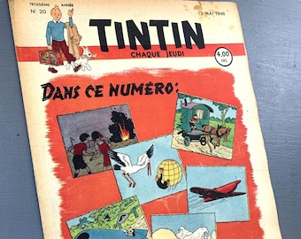 JOURNAL TINTIN Issue 20: 1948 Herge Cover Edition Vintage Comic EO Couverture