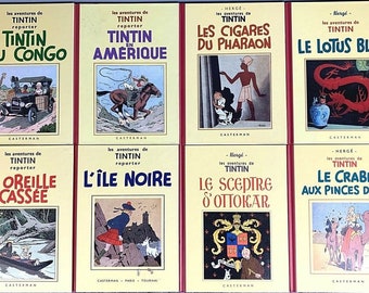 Raras miniaturas fac-símile em preto e branco da 1ª edição dos livros de Tintim, década de 1980, francesas. COMPRE INDIVIDUALMENTE. Conjunto de 8.
