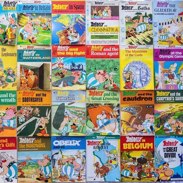 Conjunto de libros vintage de Astérix de la década de 1970, n.º 1-18, ediciones Hodder UK. Comprar por separado.