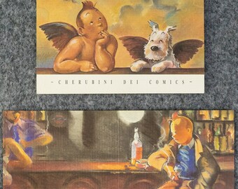 Set x2 Artistic Tintin Scene Cards: Cherubim & Miro BUY INDIVIDUALLY by Esteve Fort